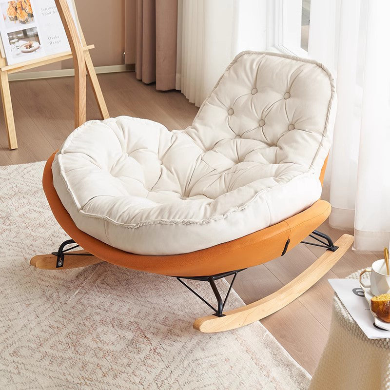 Nordic Tufted Velvet Rocking Chair — Orange + White