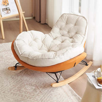 Nordic Tufted Velvet Rocking Chair — Orange + White