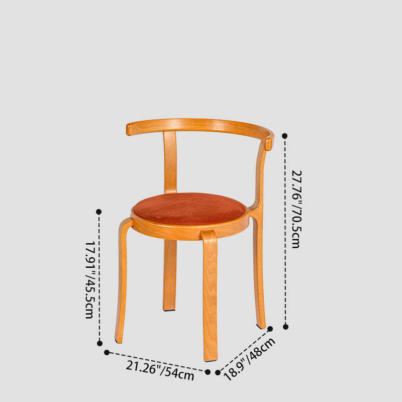 Chinese Wood Flannel Dining Chair — Wood / Blue