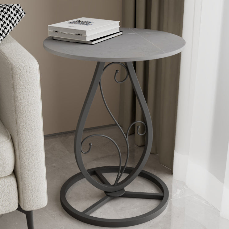 Luxury Round Sintered Stone Metal Coffee Table
