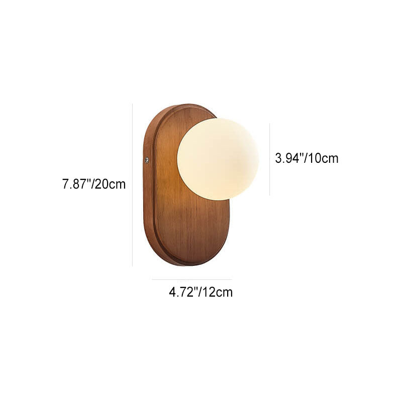 Traditional oval home wood glass wall sconces, Lighom — 220V-240V (UK/AU)