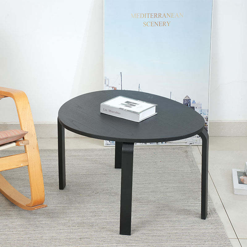 Bend Round Wood Coffee Table — Black