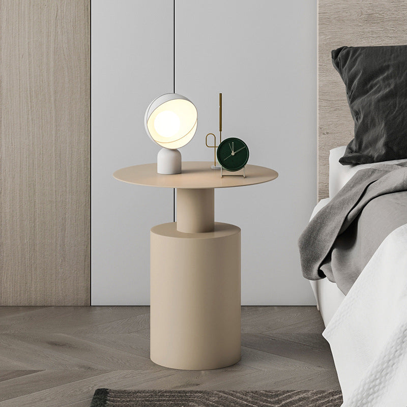 Minimalist Cylinder Iron Bedside Nightstand — Black