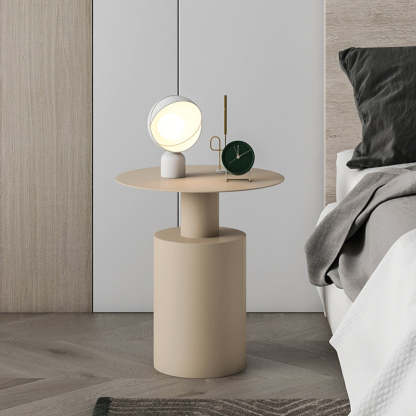 Minimalist Cylinder Iron Bedside Nightstand — Black