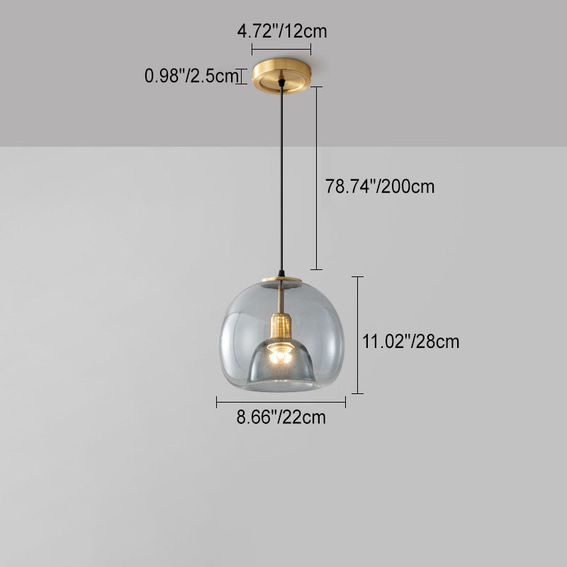 Scandinavian Round Copper Glass Island Chandelier