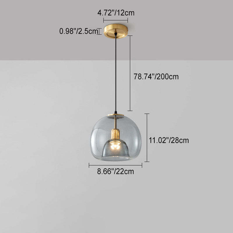 Scandinavian Round Copper Glass Island Chandelier