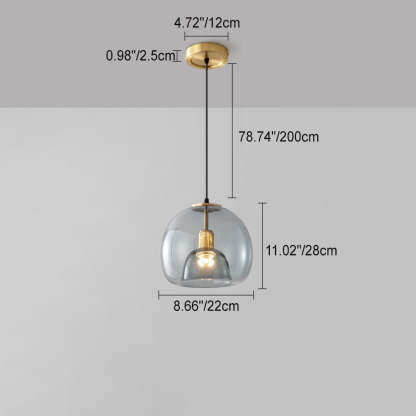 Scandinavian Round Copper Glass Island Chandelier