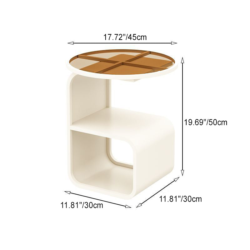 Minimalist Round Glass Iron 3-Tier End Table