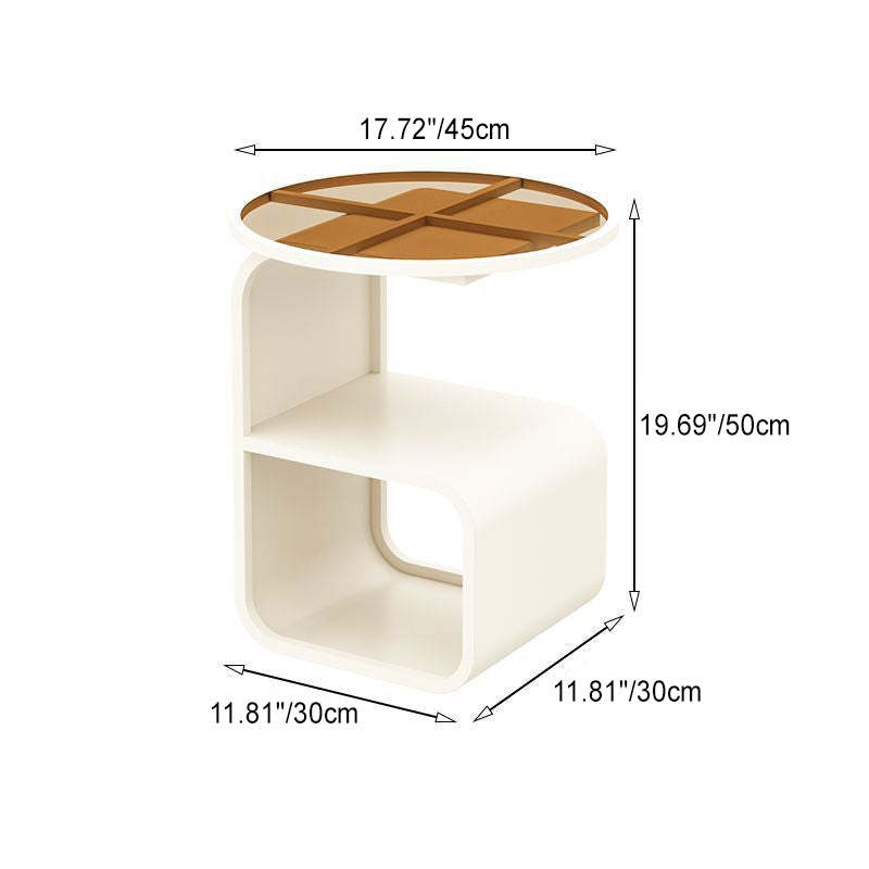 Minimalist Round Glass Iron 3-Tier End Table