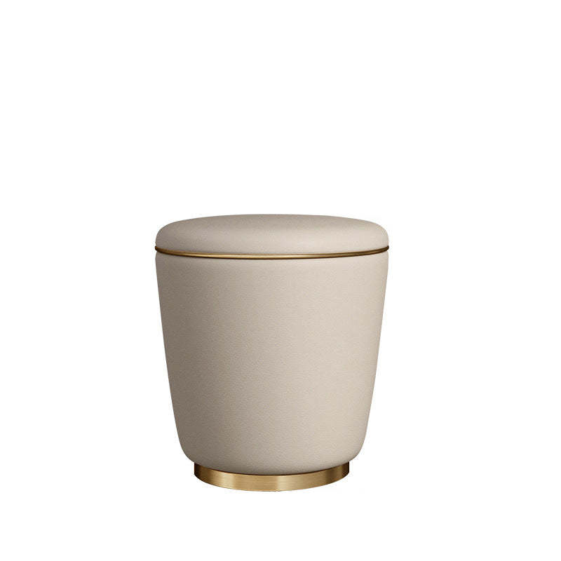 Contemporary Minimalist Leather Round Vanity Stool