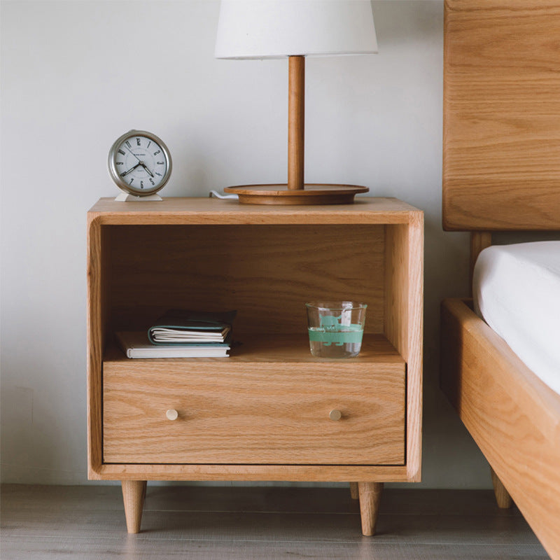 Nordic Solid Wood 1-Drawer Nightstand