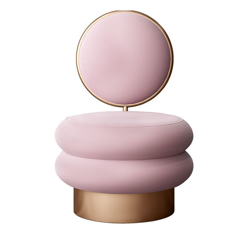 Round Fabric Iron Vanity Stool