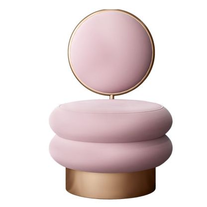 Round Fabric Iron Vanity Stool
