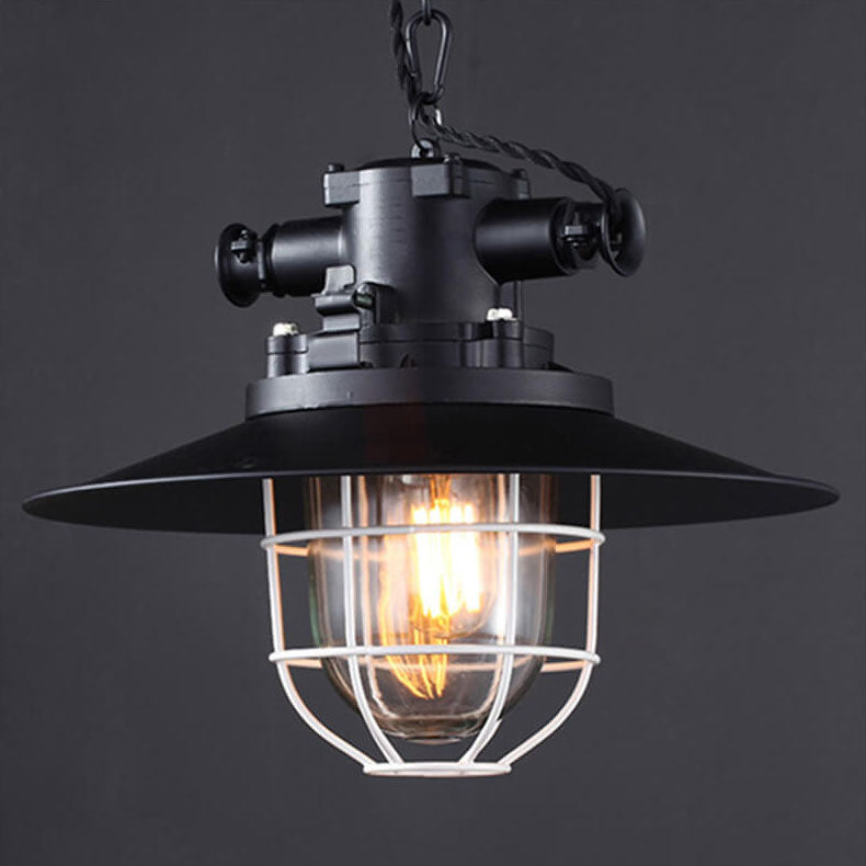 Industrial Vintage Blast Iron Cage Pendant