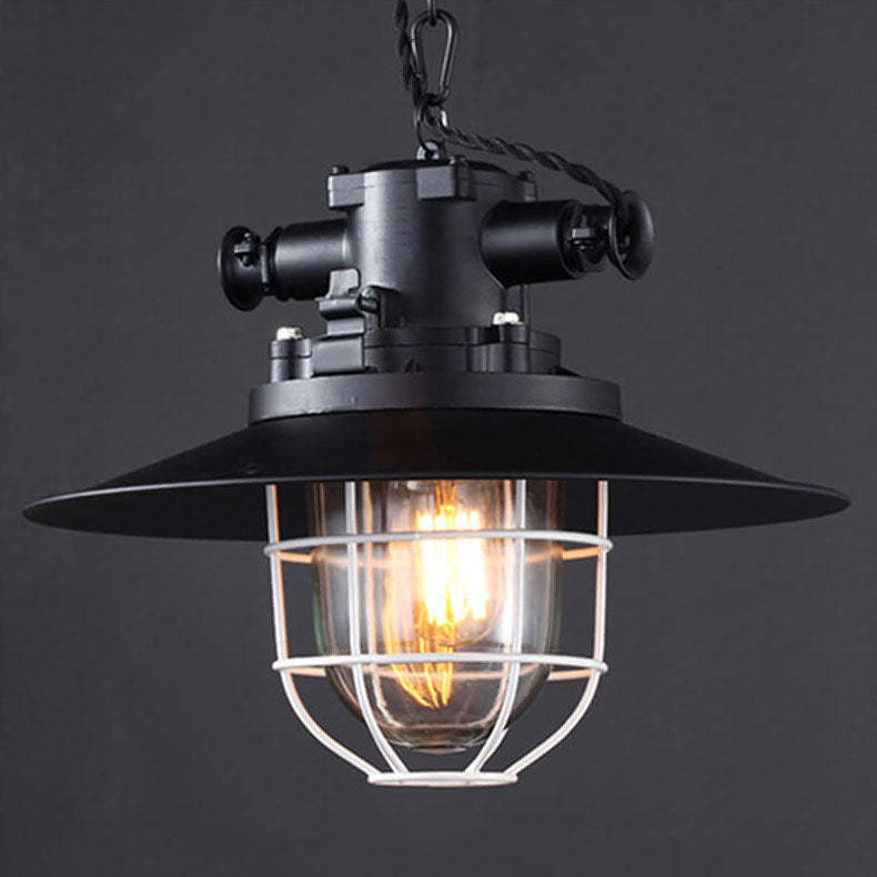 Industrial Vintage Blast Iron Cage Pendant