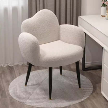 Scandinavian Cloud Lambswool Vanity Stool — White