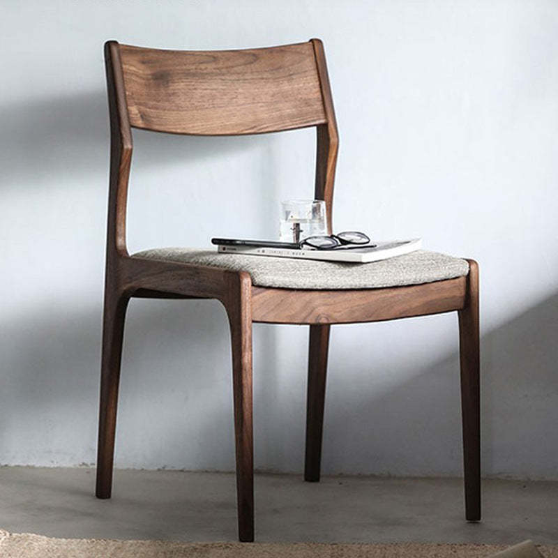 Chinese Wood Cowhide Dining Chair — Fabric
