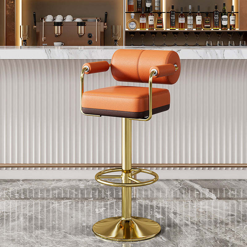 Minimalist Leather Cylinder Bar Stool
