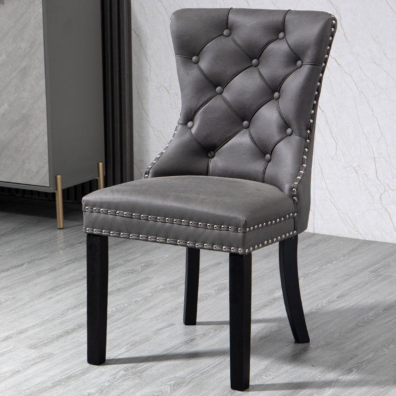 European Fabric Tufted-Back Square Dining Chair
