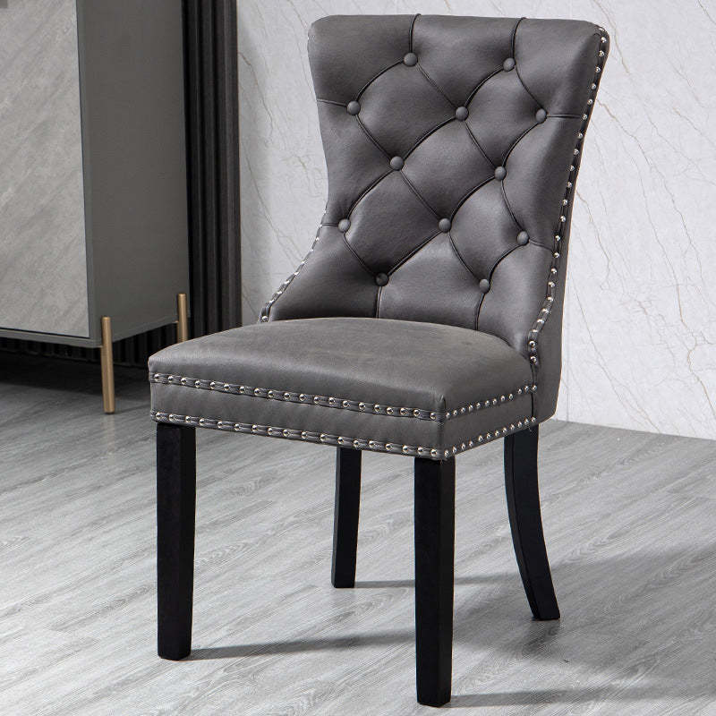 European Fabric Upholstered Tufted Dining Chair — Gray