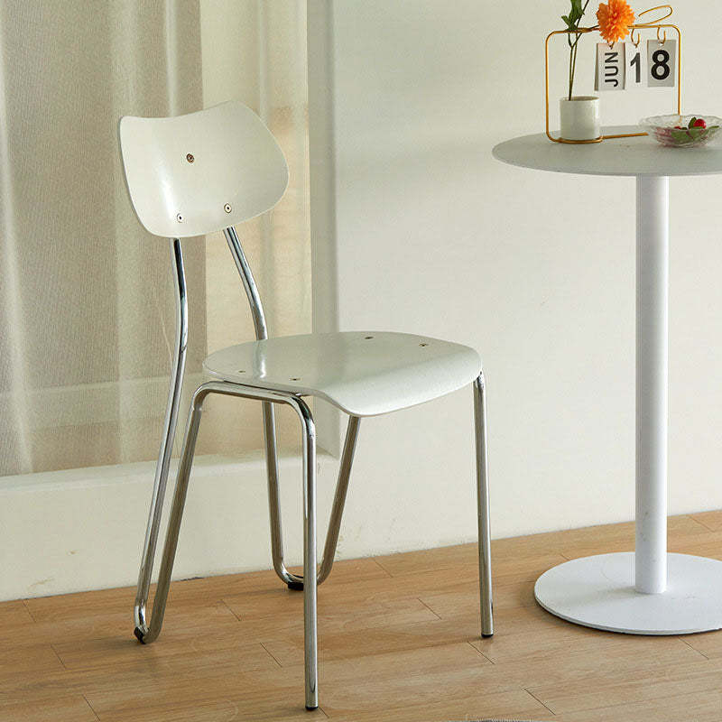 Minimalist square white metal accent chairs