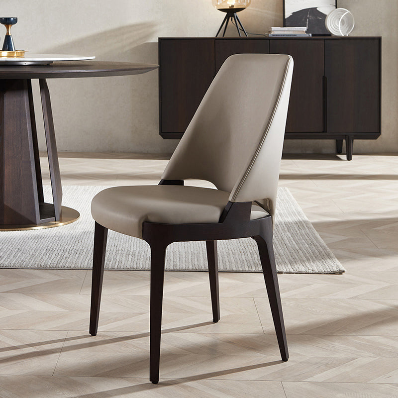 Microfiber Leather Upholstered Dining Chair — Dark Gray