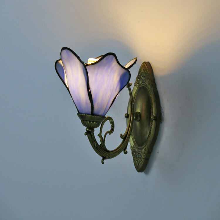 Vintage Tiffany Petal Stained Glass Sconce