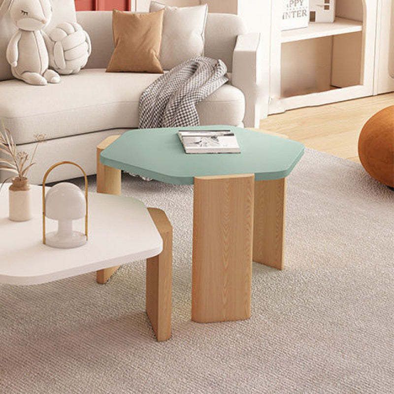Contemporary Hexagonal Oak Plank End Table