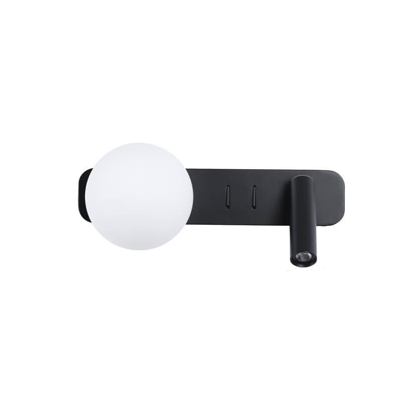 Minimalist Glass Sphere LED Spotlight Reading Sconce — 220V-240V For UK/AU / Black