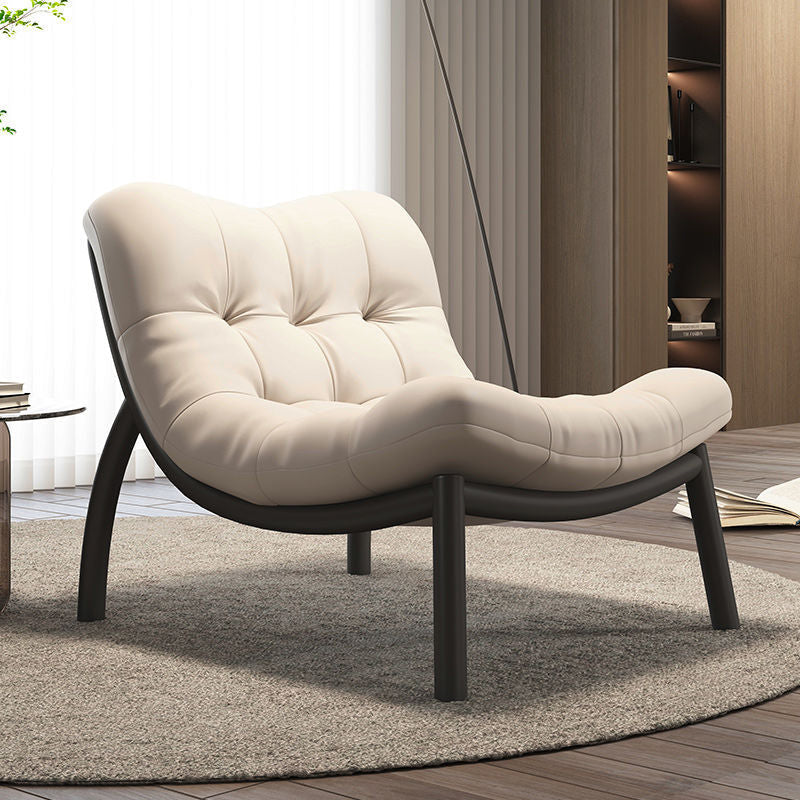 Scandinavian Upholstered Leather Steel Sofa — Black / White