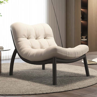 Scandinavian Upholstered Leather Steel Sofa — Black / White