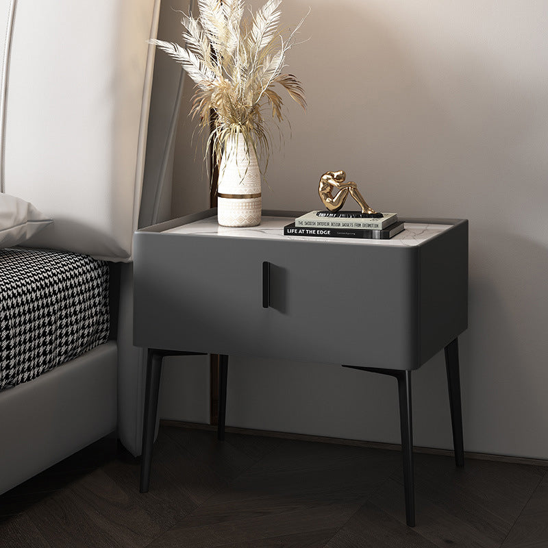 Scandinavian Wood Nightstand Wireless Charging — With Mobile Phone Wireless Charging / Black