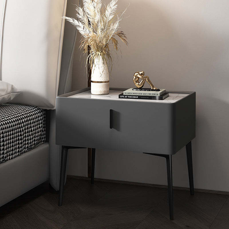 Scandinavian Wood Nightstand Wireless Charging — With Mobile Phone Wireless Charging / Black