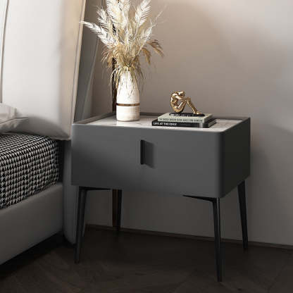 Scandinavian Wood Nightstand Wireless Charging — With Mobile Phone Wireless Charging / Black
