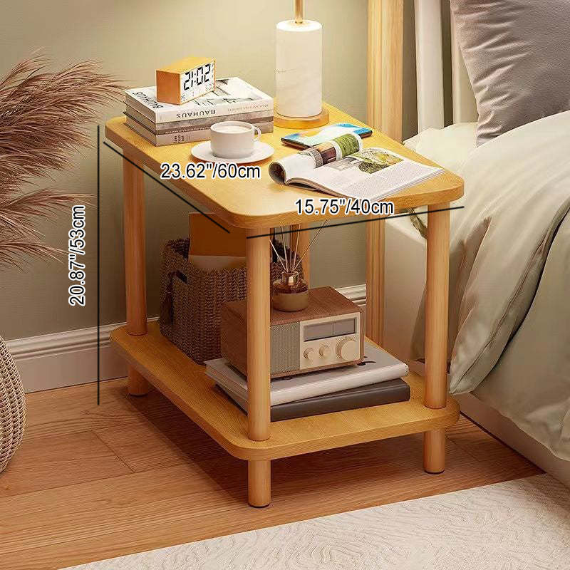 Vintage Engineered Wood Rectangular 2-Tier Side Table