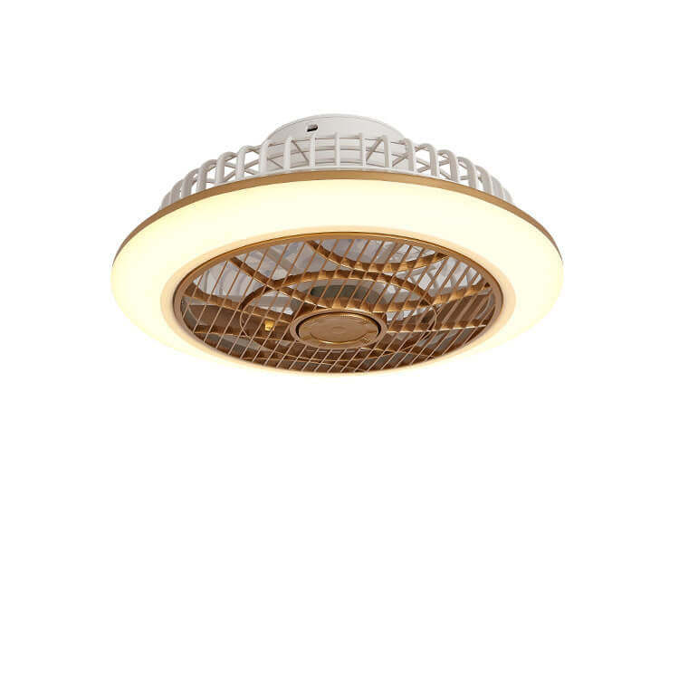 Minimalist Round Cage Iron Acrylic LED Flush Mount Fan Light