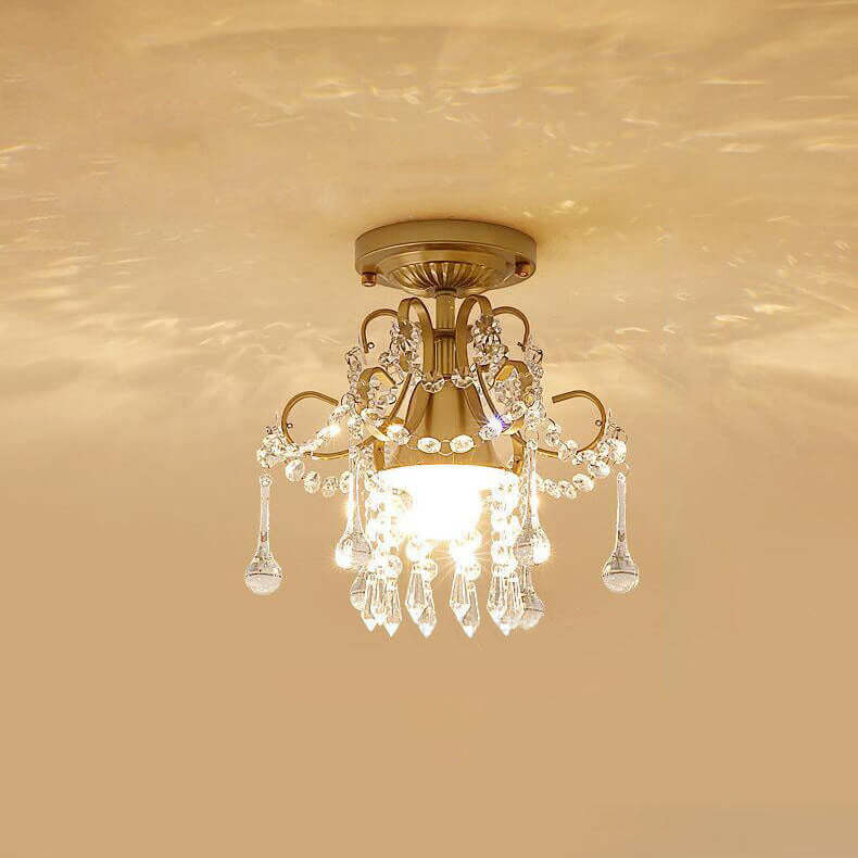 Modern Crystal Flower-Shaped Semi-Flush Ceiling Light