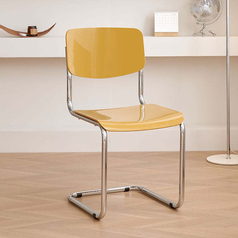 Yellow steel dining chairs & benches - minimalist