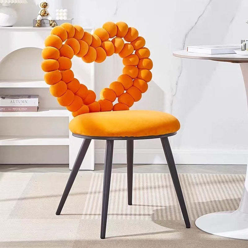 Scandinavian Velvet Heart Ball Vanity Stool