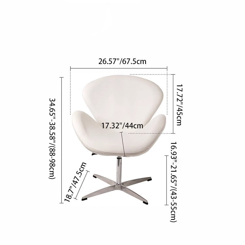 Minimalist Flannel Lambskin Movable Desk Chair — White - Lambskin / Without Footrest