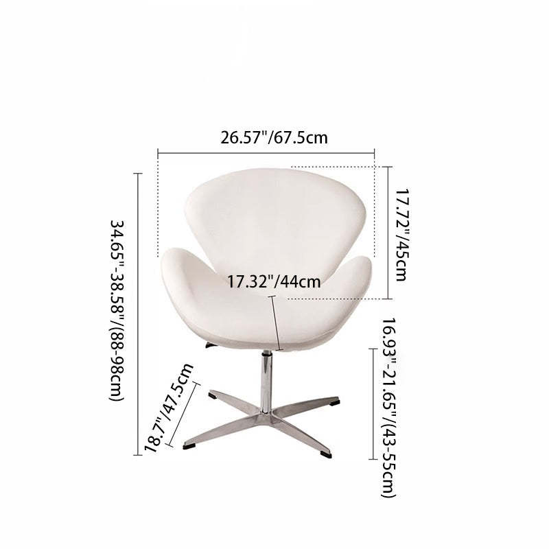 Minimalist Flannel Lambskin Movable Desk Chair — White - Lambskin / Without Footrest