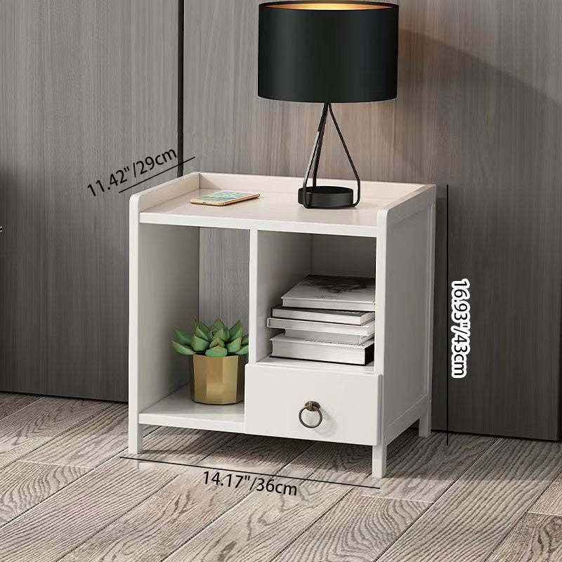 Minimalist Solid Wood 1/3-Drawer Nightstand — B / Original Wood Color