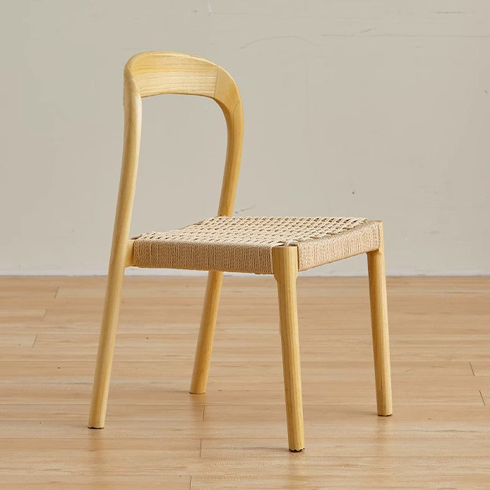 Vintage Braided Rope Wood Dining Chair — Cherry Wood Frame + Braided Rope Seat