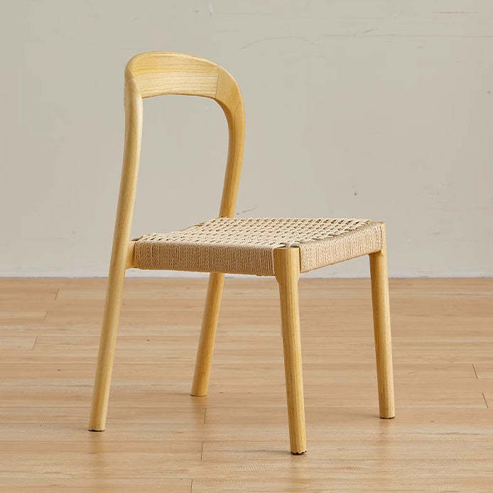 Vintage Braided Rope Wood Dining Chair — Cherry Wood Frame + Braided Rope Seat