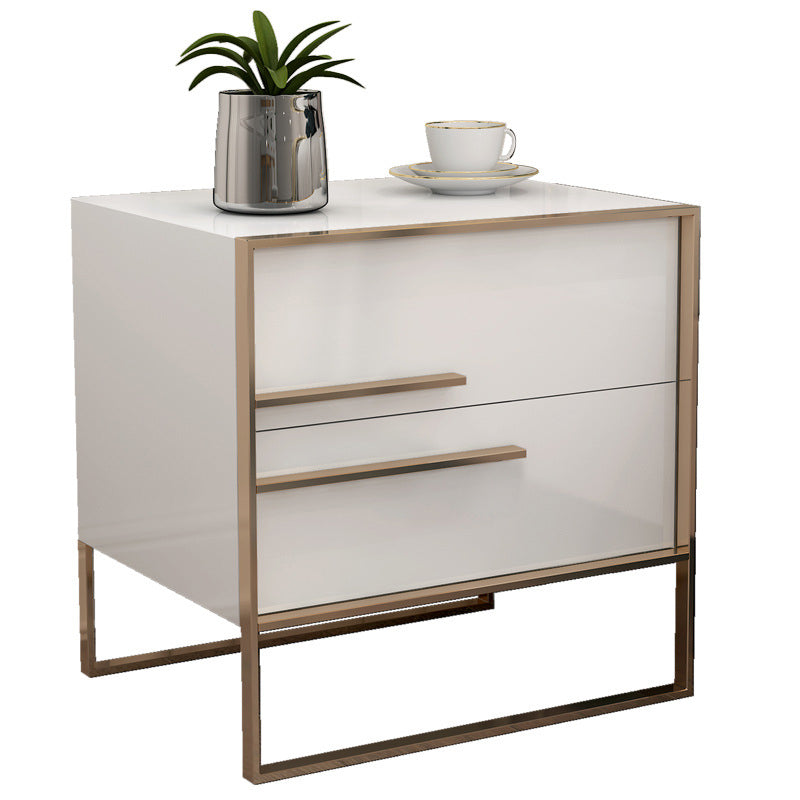 Modern Cubic Solid Wood Steel Nightstand