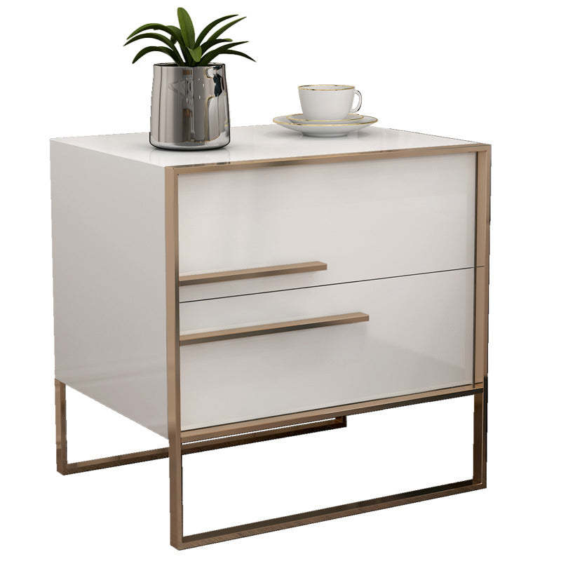 Modern Cubic Solid Wood Steel Nightstand