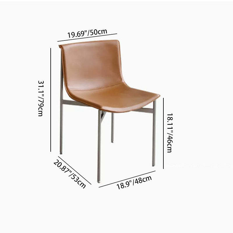 Minimalist Leather Stainless Steel Square Dining Chair