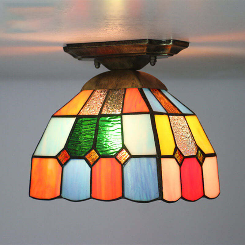 Tiffany Stained Glass Dome Ceiling Light