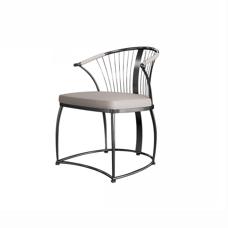 Contemporary Curved Steel Leather Chair