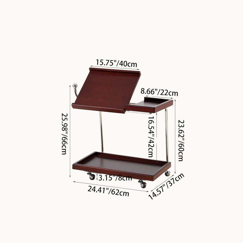 Nordic Wood Stainless Steel Movable Side Table 2-Tier